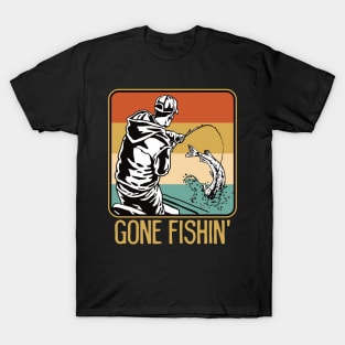 Gone Fishing Vintage Sunset Boat Fisherman T-Shirt